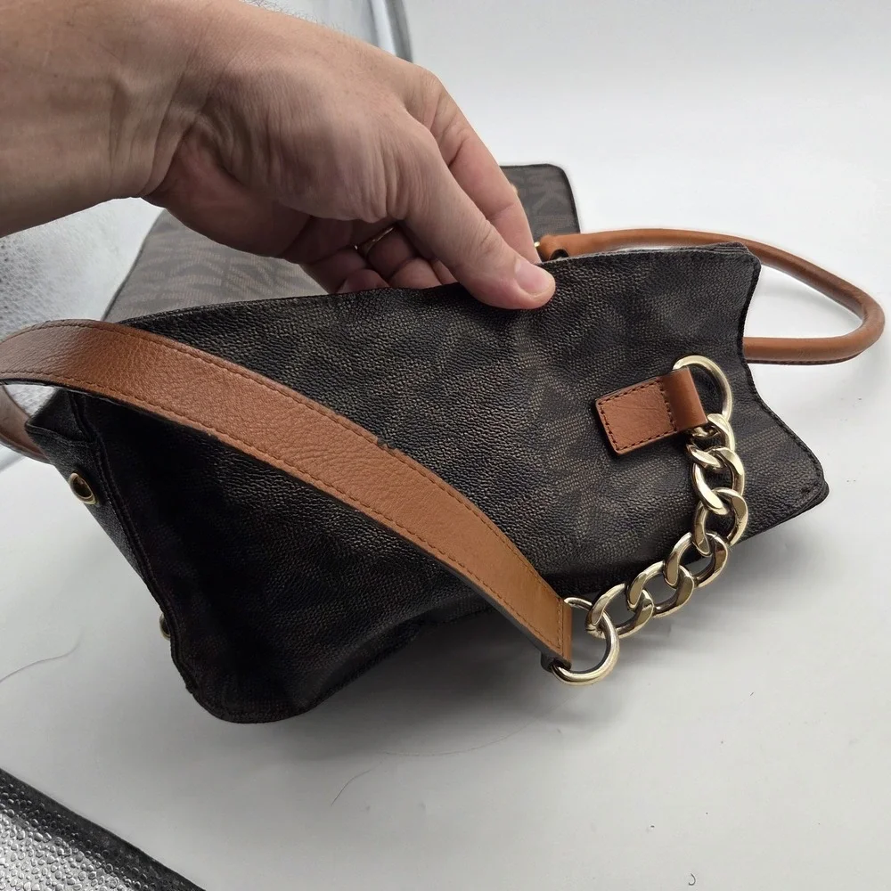 Michael Kors Hamilton Large Satchel Satchel/Top Handle Bag Logo Pattern Brown